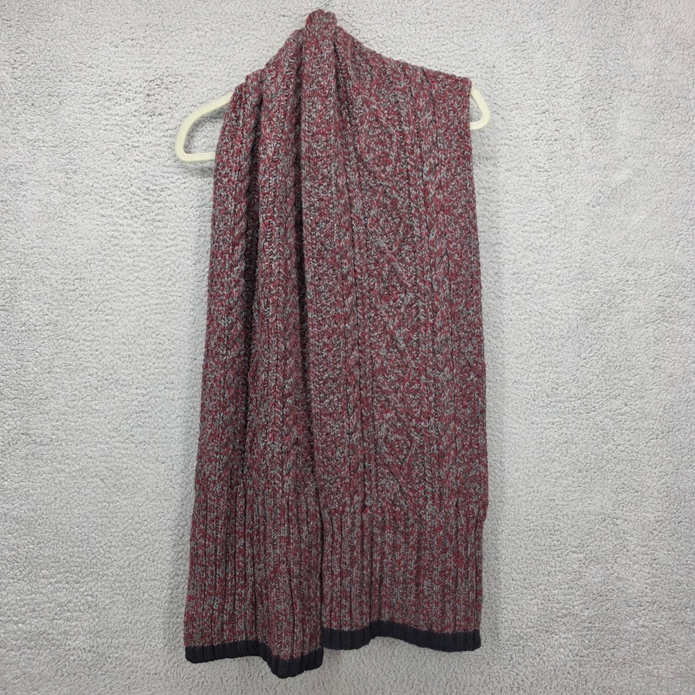 Banana Republic Oversize Cable Knit Scarf Wool Alpaca Blend Marled Burgundy Navy